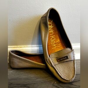 Calvin Klein leather moccasin loafers.